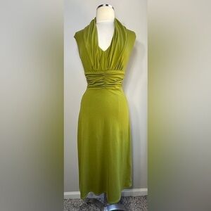 Newport News Olive Green Draped Cowl Neck Dress – Size S